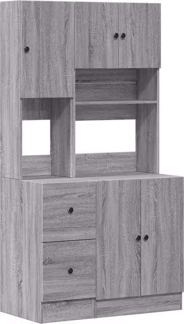 Mobile da cucina moderno HELLOSHOP26 in legno composito grigio opaco con ante e ripiani interni L/P/H: 95 x 50 x 180 cm – 1