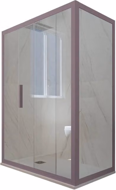 Box doccia scorrevole rettangolare FORTE mod. Deco Duo con vetro trasparente e profilo lavanda, L 150 cm x P 70 cm x H 200 cm