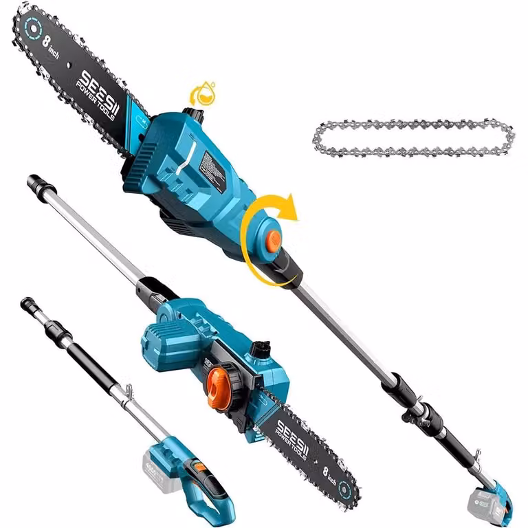 Troncatrice a batteria - Motosega telescopica senza fili - Lame da 20 cm - Portata di 2,5 metri - Motore brushless - Senza batteria