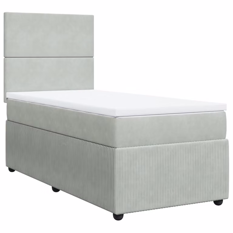 Giroletto a Molle con Materasso Grigio Chiaro 100x200cm Velluto