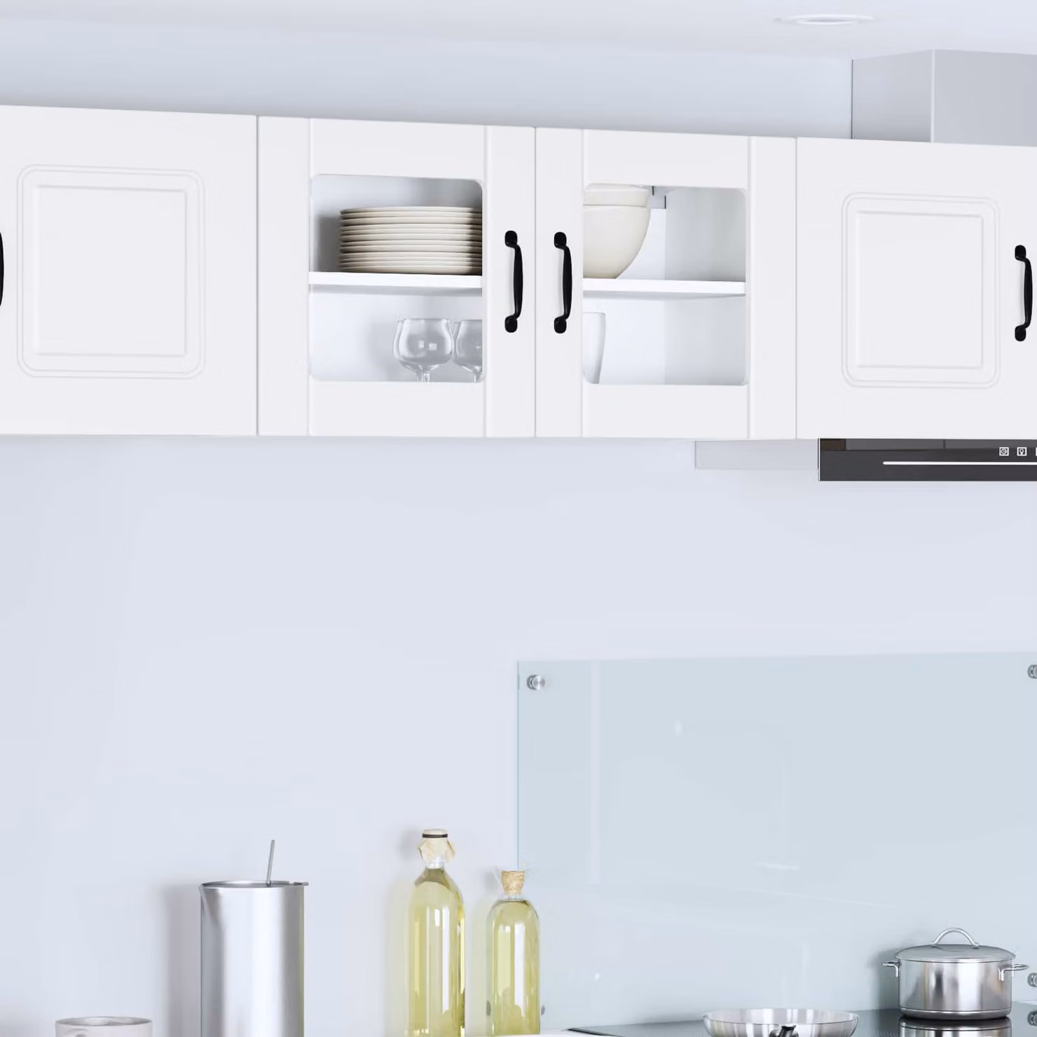 Mobile da parete LUCCA vidaXL Bianco con ante in vetro e ripiani interni L 80 x P 31 x H 40 cm