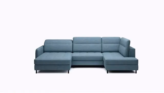 Divano angolare trasformabile BERTHO MEUBLORAMA blu petrolio con angolo sinistro e contenitore L/P/H: 306 x 166 x 100 cm