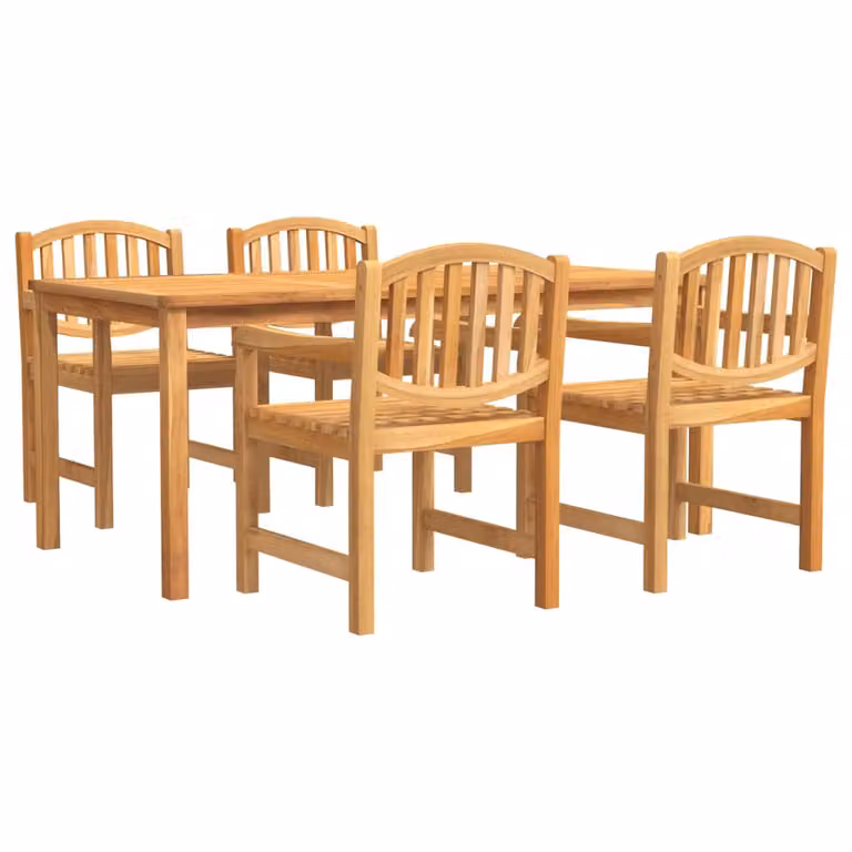 Set da Pranzo per Giardino 5 pz in Legno Massello di Teak