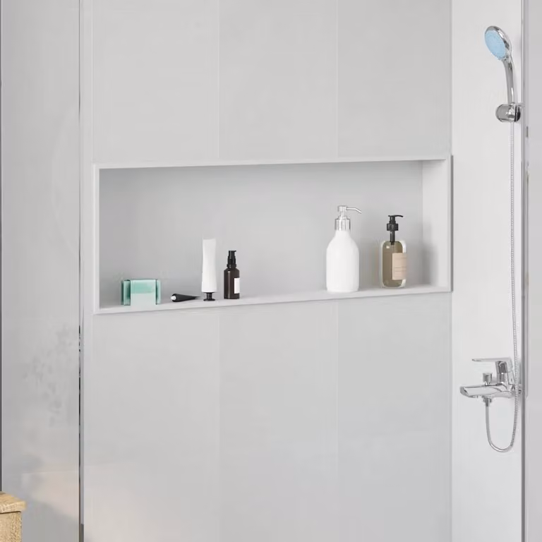 Nicchia per doccia vidaXL in acciaio inox, Bianco, L: 90 cm, P: 30 cm, H: 9,5 cm
