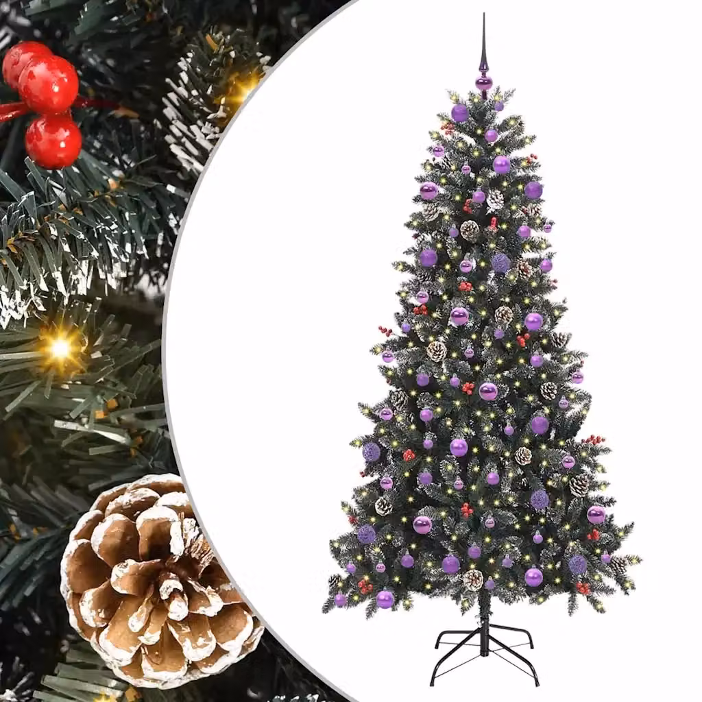 Albero di Natale artificiale moderno vidaXL verde con 300 LED luce bianca calda, Altezza: 210 cm – 2