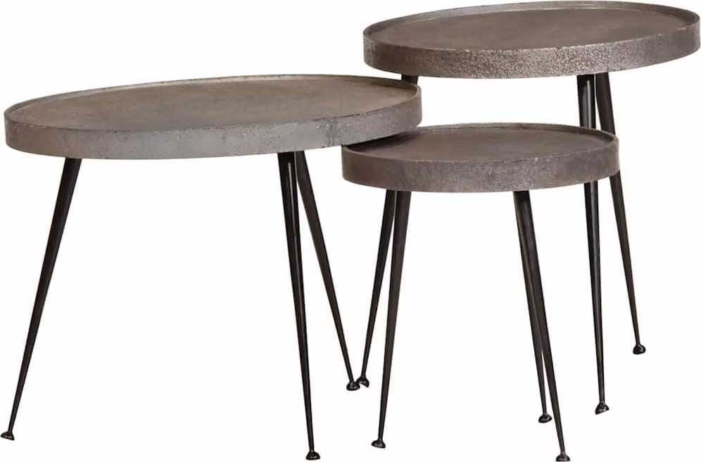 Maison Exclusive - Tavolino da salotto, 3 pezzi, in materiale composito color argento