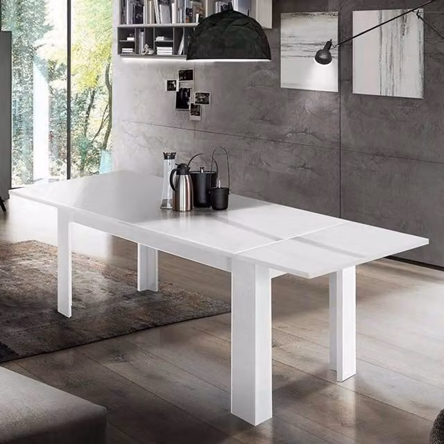 Tavolo da pranzo moderno DMORA Agenore allungabile bianco lucido L/P/H: 160/210 x 90 x 75 cm