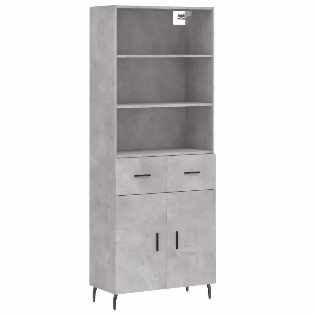 Credenza moderna vidaXL in legno e metallo, colore grigio, L: 69,5 cm, P: 34 cm, H: 180 cm – 2