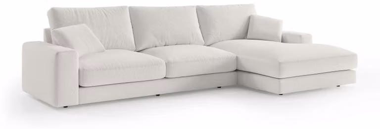 Divano angolare Harvesty, colore bianco porcellana, lato destro