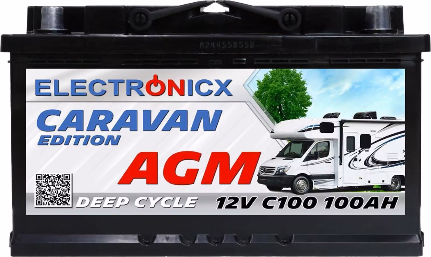 Electronicx Caravan Edition AGM Batteria 100Ah 12V ▶ Batteria da camper, Caravan, Mover, Solare - senza manutenzione, a scarica profonda, ermetica, riciclabile