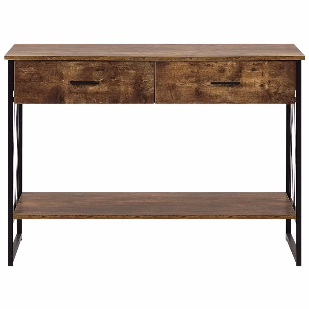 Consolle Madia Credenza BELIANI in stile industriale con 2 cassetti, piano in legno scuro e struttura in metallo nero, ideale per il tuo soggiorno – 2