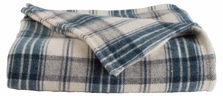 Coperta in lana acrilica, colore blu pavone, dimensioni 240x300 cm
