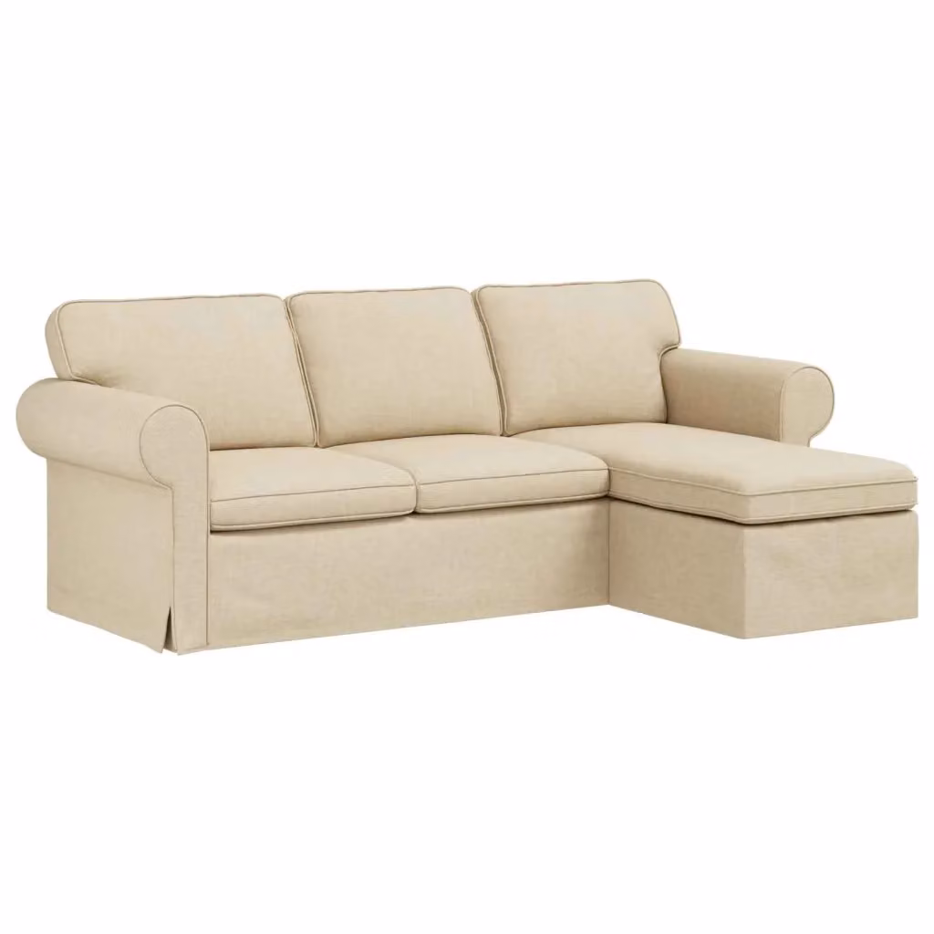 Divano angolare beige vidaXL con rivestimento in tessuto e struttura in metallo L/P/H: 215 x 138 x 80 cm – 2