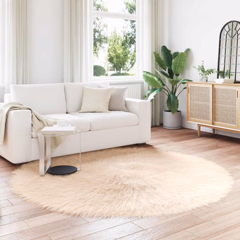 Tappeto rotondo moderno vidaXL in poliestere beige Ø 200 cm