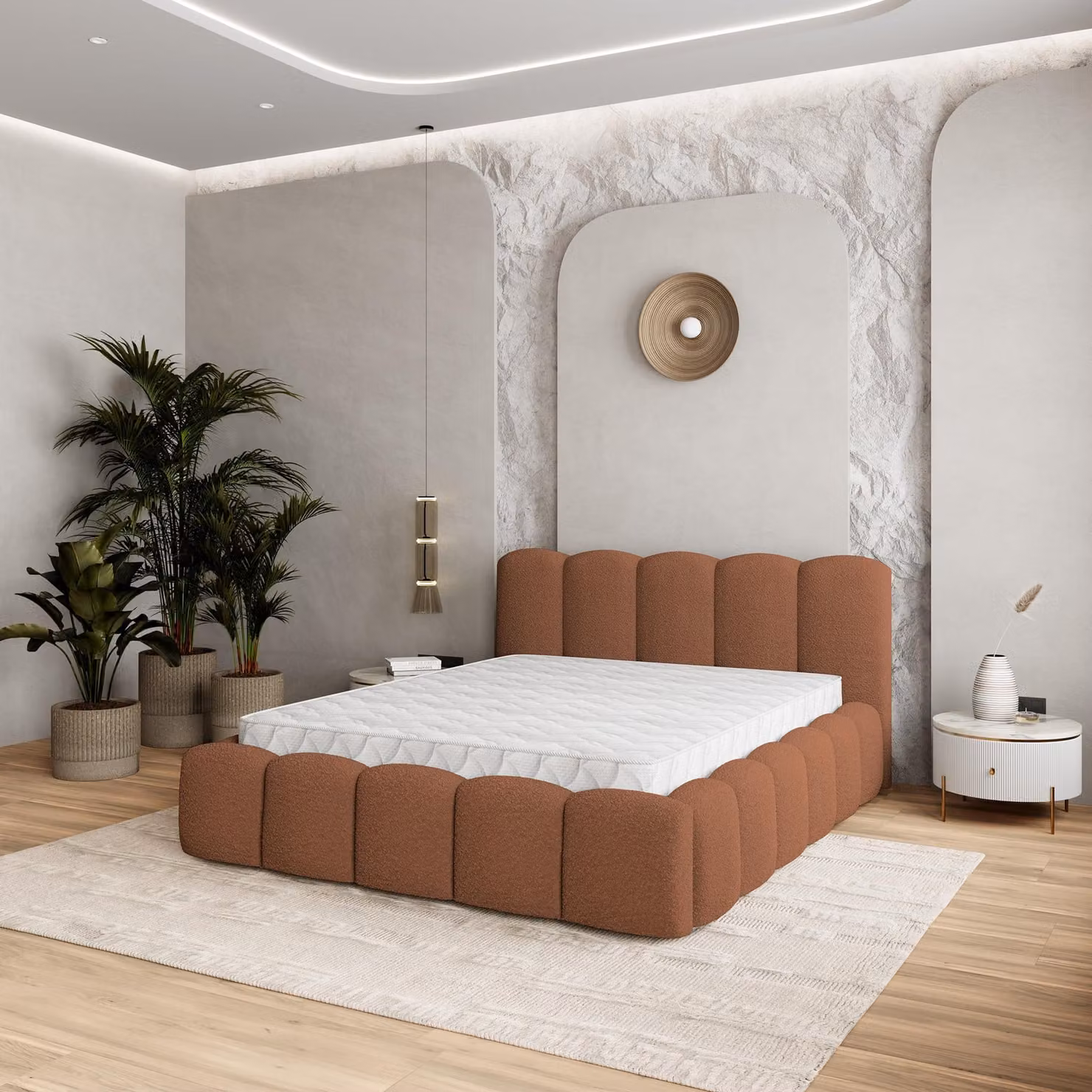 Letto imbottito Masseno FALINA 140x200 cm, letto imbottito con cassetti - Arancione, QUELLE 54