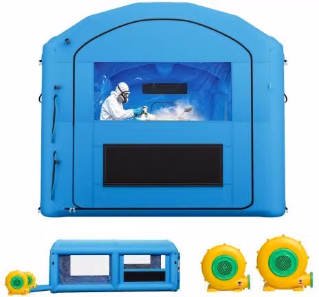 Cabina Gonfiabile per Verniciatura a Spruzzo VEVOR Blu con Soffiatori da 550W e 750W, Tenda Portatile con Filtro e Tetto ad Arco per ATV e Mobili, L: 6 m, P: 3 m, H: 2,5 m