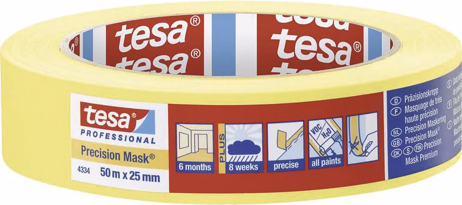 Tesa® Precision Crepe Plus 17 Giallo 50m x 9mm