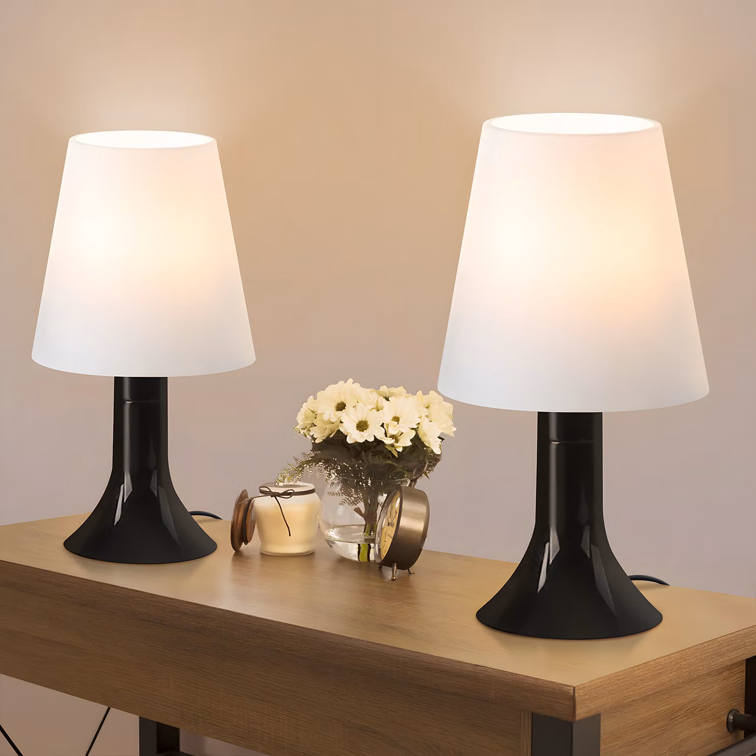 ZMH lampada da comodino lampada da tavolo da soggiorno con cavo lampada da tavolo set di 2 piccola lampada nera E14 lampade da tavolo stile country moderno per tavolo da pranzo camera da letto senza lampadina