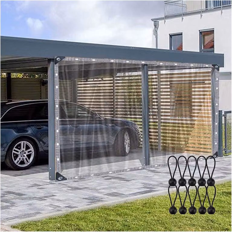 Telo protettivo e telo copriletto per tende da esterno, impermeabile, spessore 0,12 mm, adatto per auto, tende, garage, telo in polietilene (PE) rinforzato, pareti laterali, disponibile in 60 diverse dimensioni (colori)