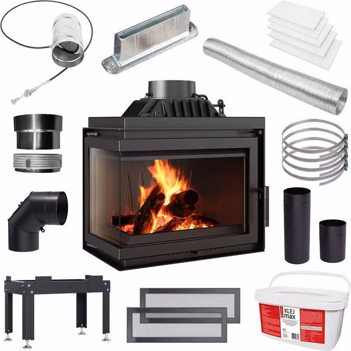 Inserto camino singolo sinistro 8kW completo