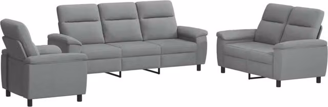 Set di divani 3 pcs Grigio Chiaro Tessuto 3430666