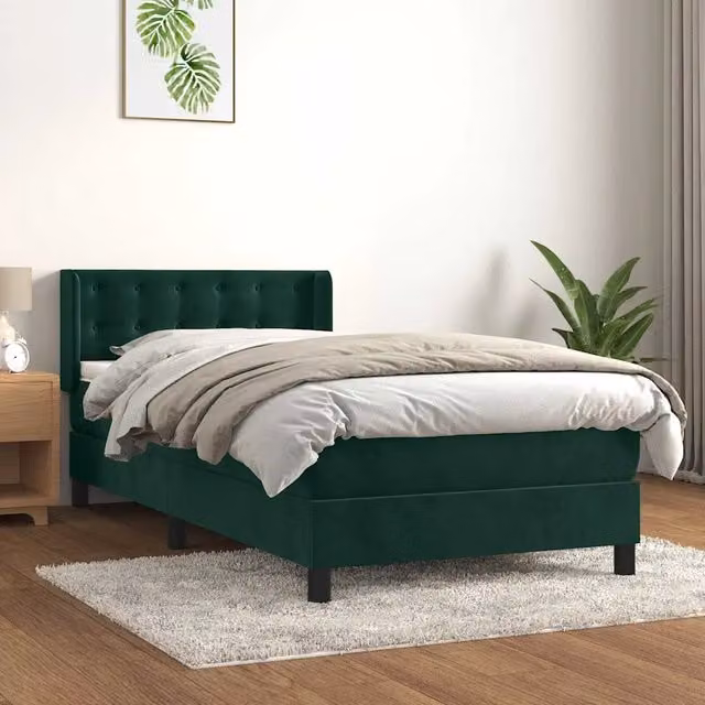 Giroletto a Molle con Materasso-Struttura Letto Verde Scuro 80x200 cm Velluto 592488