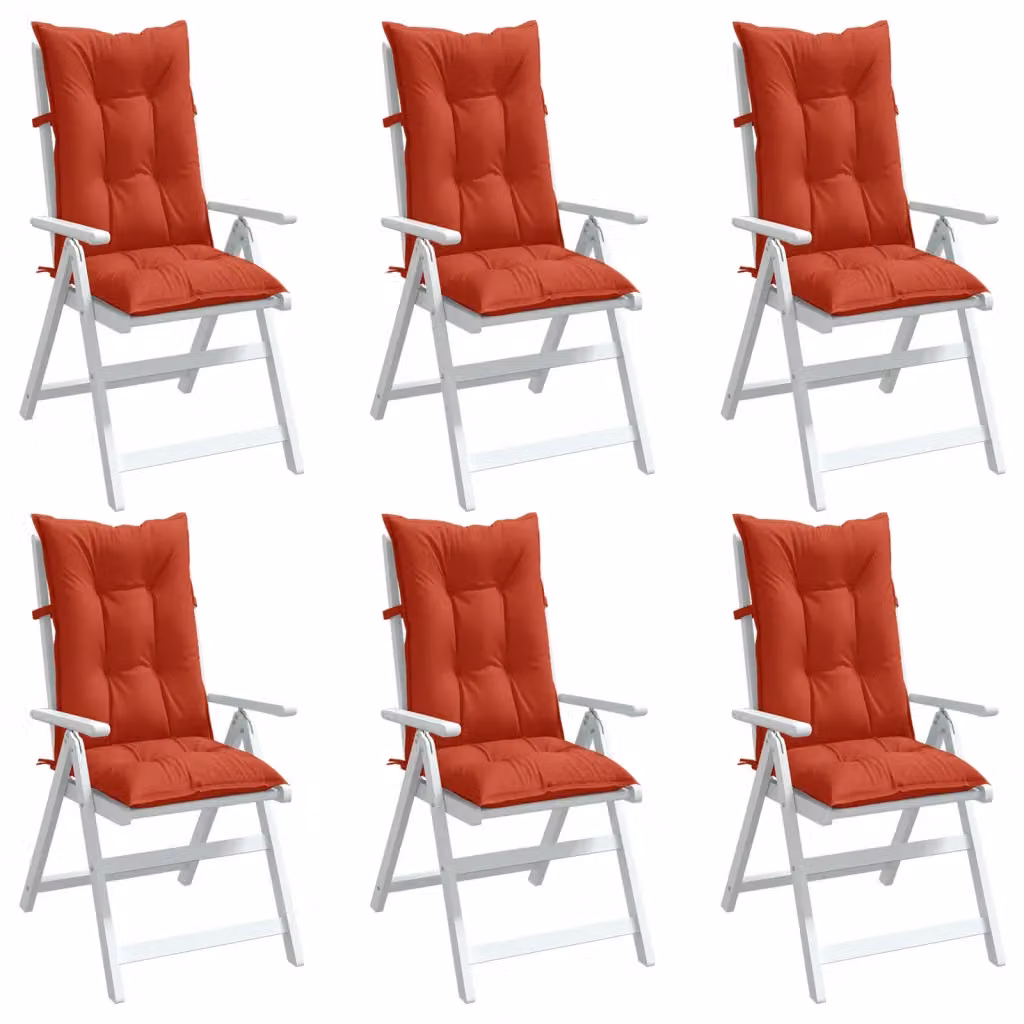 Set di 6 cuscini per sedia con schienale alto vidaXL, colore rosso mélange, in tessuto di poliestere, L: 120 cm, P: 50 cm, H: 5 cm