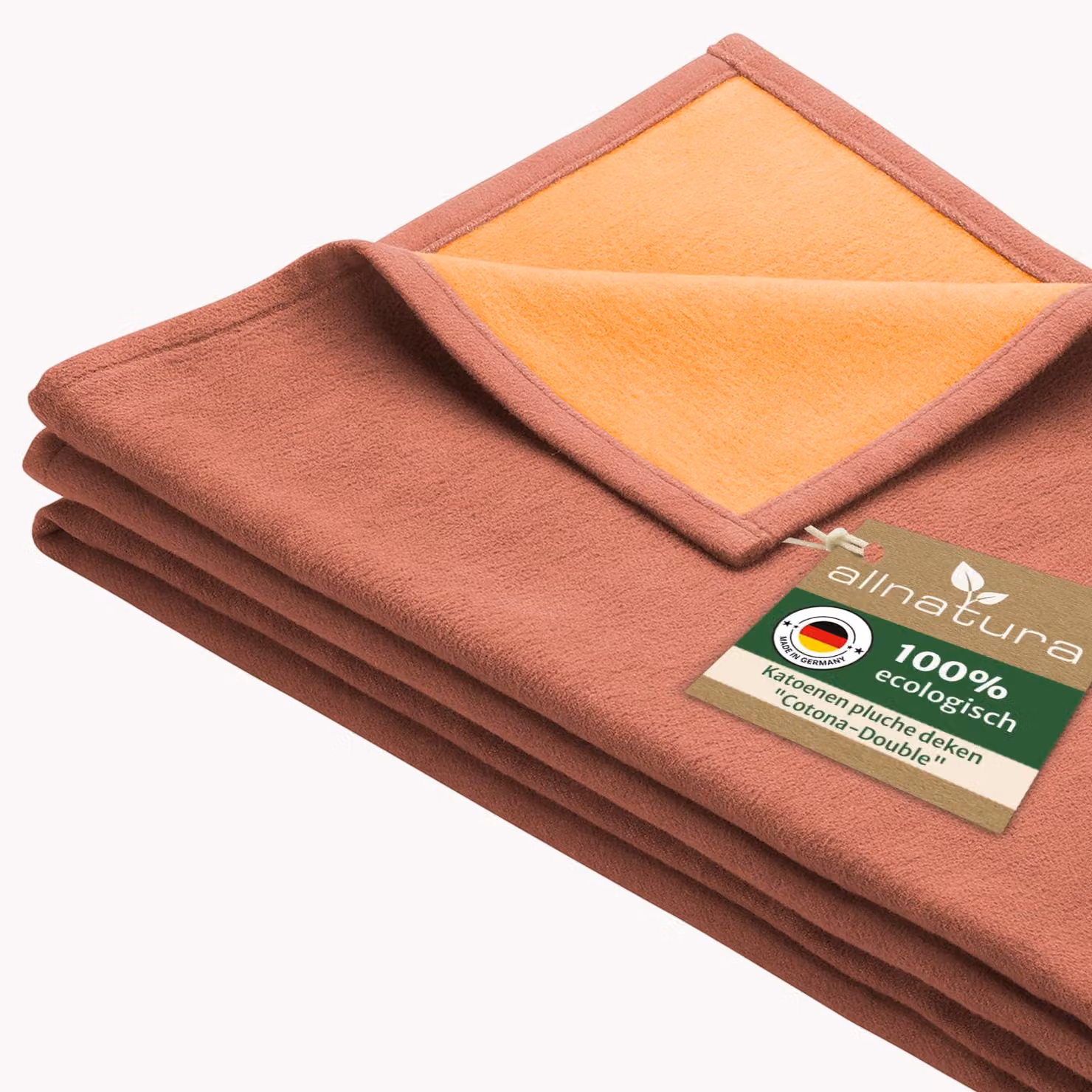 Coperta in Cotonelogico, 140x200 cm, colore rosso – fronte-retro