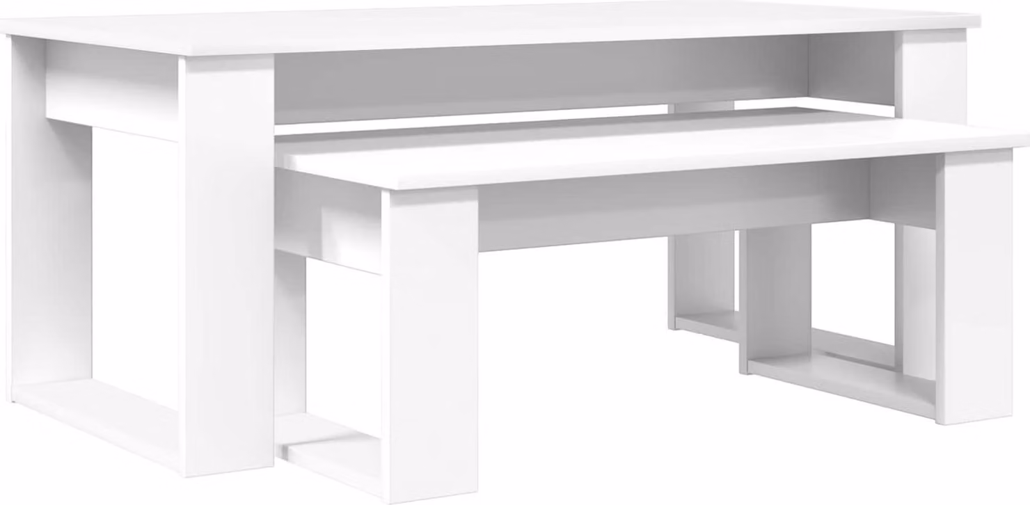 Set di Tavolini da Caffè 2 pcs Bianco Legno multistrato