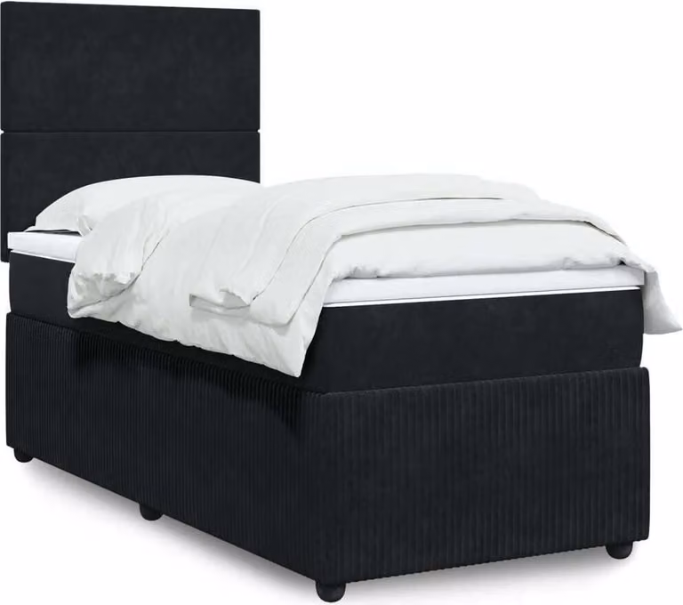 Maison Exclusive - Giroletto a Molle con Materasso Nero 100x200 cm in Velluto