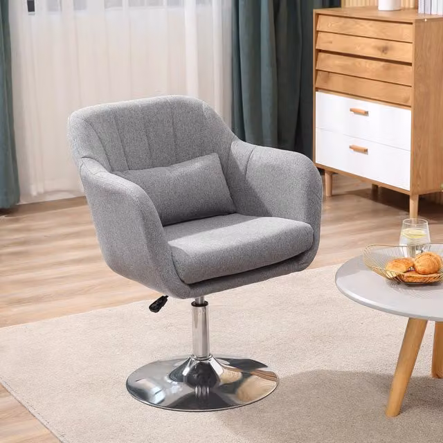 Poltrona da ufficio regolabile con rotazione 360° supporto lombare e braccioli in poliestere grigio