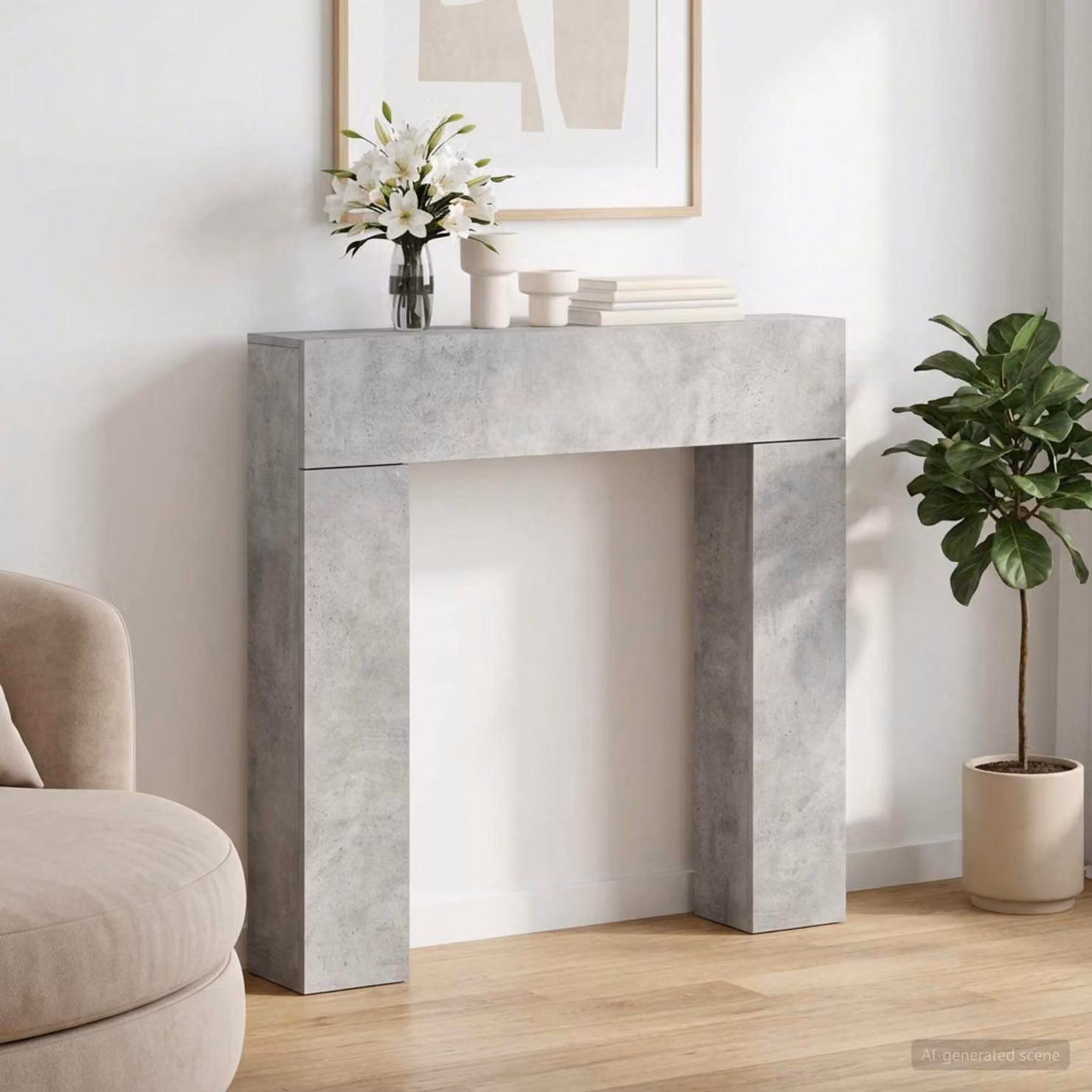 Cornice per camino moderna vidaXL in stile cemento Grigio L: 102 cm, H: 100,5 cm, P: 18 cm