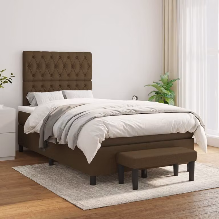 vidaXL Letto Ibrido con Giroletto a Molle e Materasso, Marrone e Bianco, L/P: 120 x 200 cm