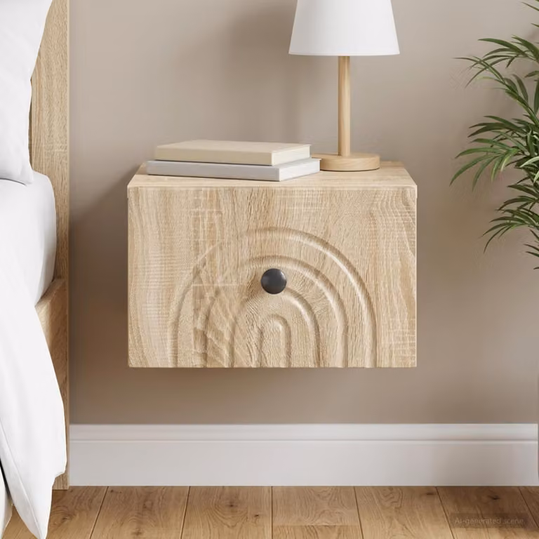 vidaXL Mobiletto da notte sospeso moderno Rovere Sonoma marrone L: 33 cm, P: 34,5 cm, H: 20 cm