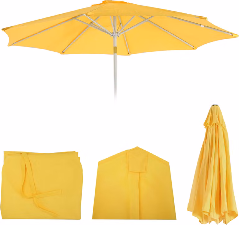 Copertura di ricambio per ombrellone N18, copertura per ombrellone, Ø 2,7 m, tessuto ~ giallo