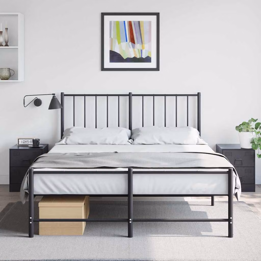 Set di 2 comodini vidaXL in metallo neri, L 34,5 cm x P 39 cm x H 44 cm