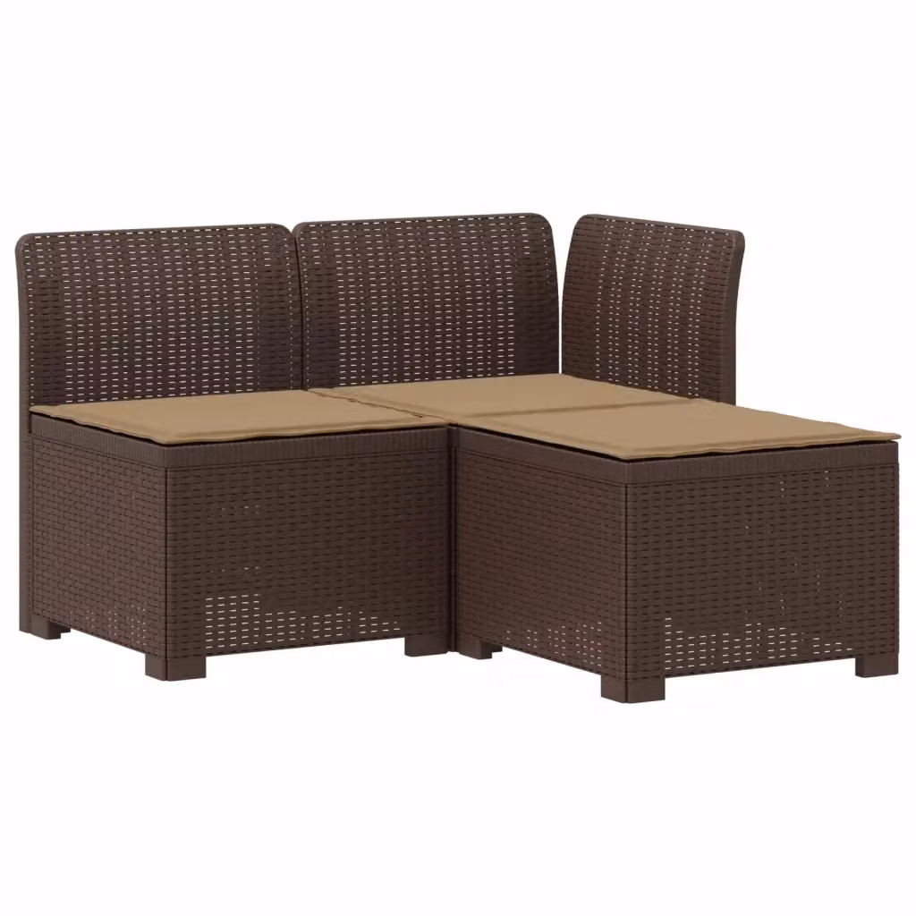 Divano da giardino a L con 3 posti vidaXL in rattan marrone con cuscini rimovibili – 2