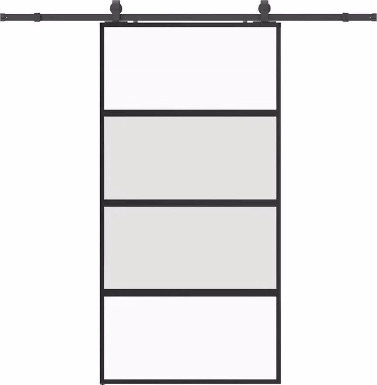 Porta Scorrevole Ferramenta Nera 102,5x205 cm Vetro Temperato