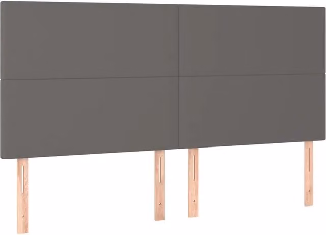 Testata per letto in similpelle grigia con struttura in legno di larice, L: 180 cm, P: 5 cm, H: 118-128 cm