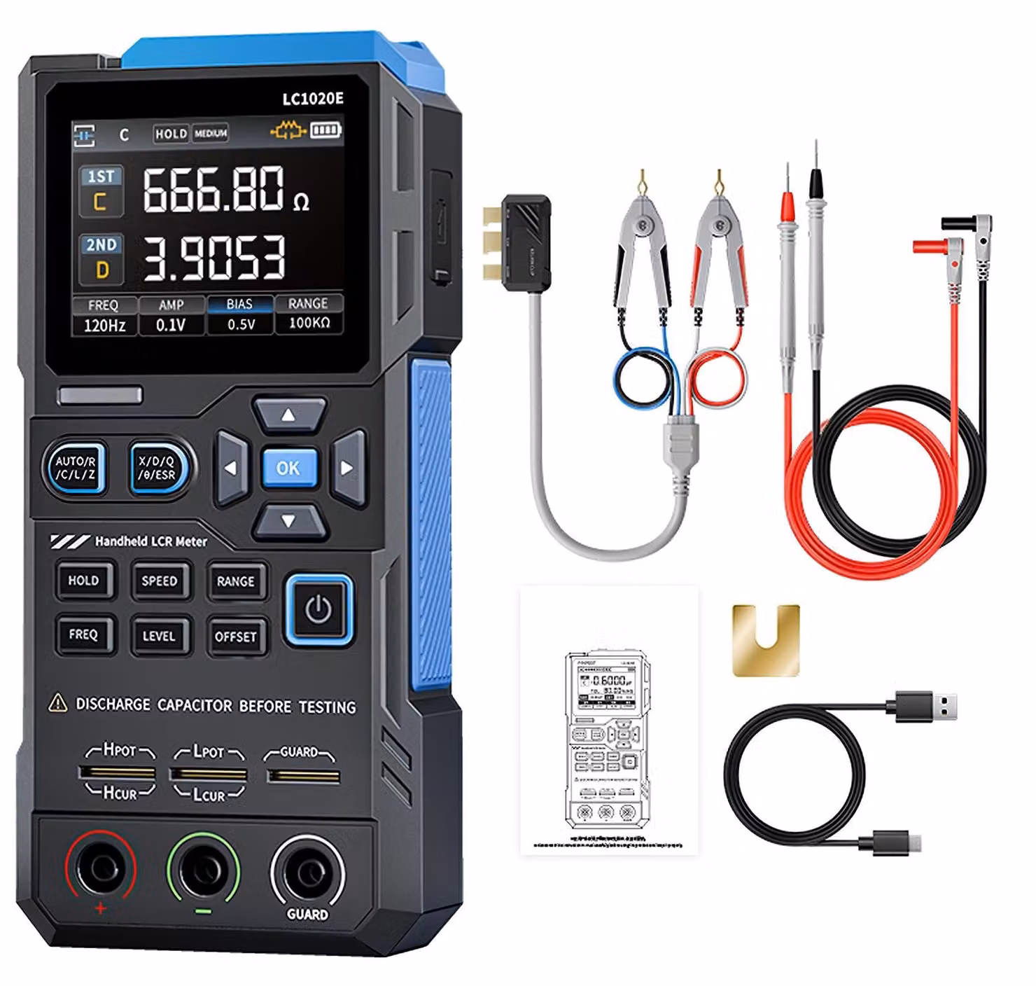 Misuratore di LCR, ponte digitale, 100 Hz – 100 kHz, tester di ESR