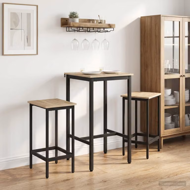 Set di 2 sgabelli da bar vidaXL in stile moderno, colore beige e marrone, L/P/H: 40 x 32 x 74 cm
