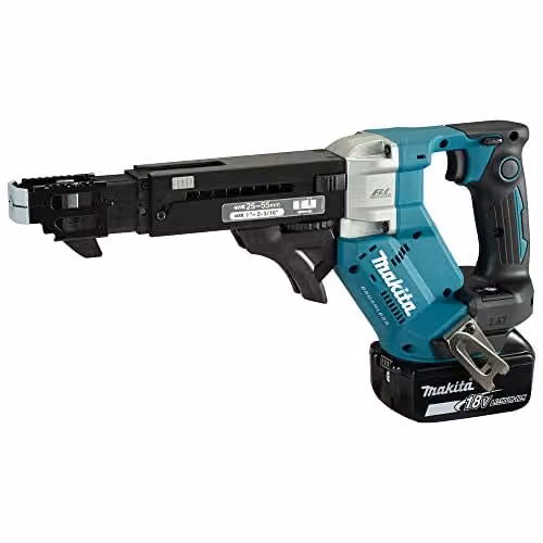 Makita DFR551RTJ 18V Li-Ion LXT Brushless Auto-Feed Cacciavite Completo di 2 x 5.0 Ah Batterie e Caricatore Fornito in una Custodia Makpac