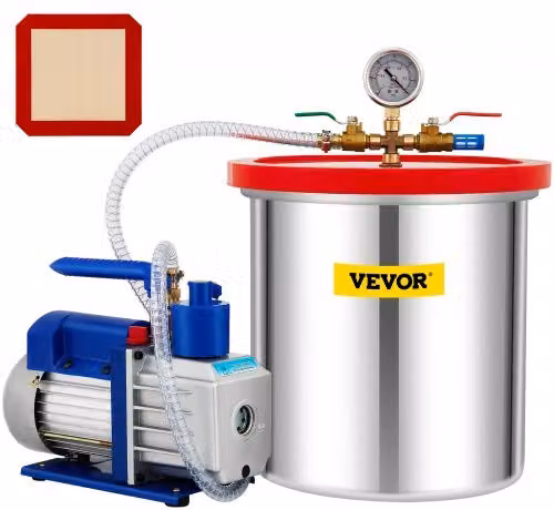 Pompa per Vuoto Rotativa a Palette Monostadio VEVOR da 18,92 L con Portata 142 L/min, Set di Utensili Pneumatici HVAC in Acciaio Inox, Colore Argento