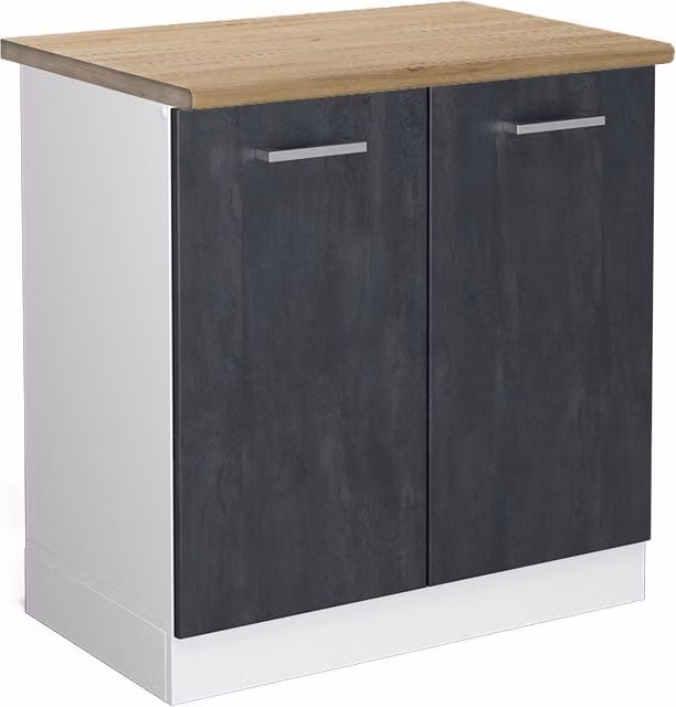 Mobile lavello cucina R-Line Calce nera/Bianco 80 cm PT Rovere Vicco