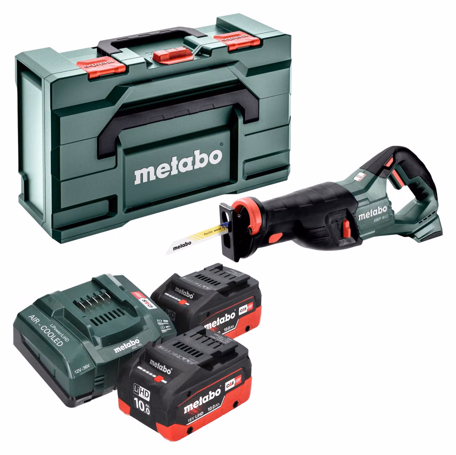 Metabo SSEP 18 LT sega alternativa a batteria 18 V 32 mm + 2x batteria LiHD 10,0 Ah + caricatore + metabox