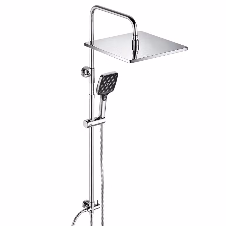 Sistema doccia in acciaio inossidabile JOHO con soffione a pioggia, dimensioni 30x30 cm, finitura cromata, senza miscelatore