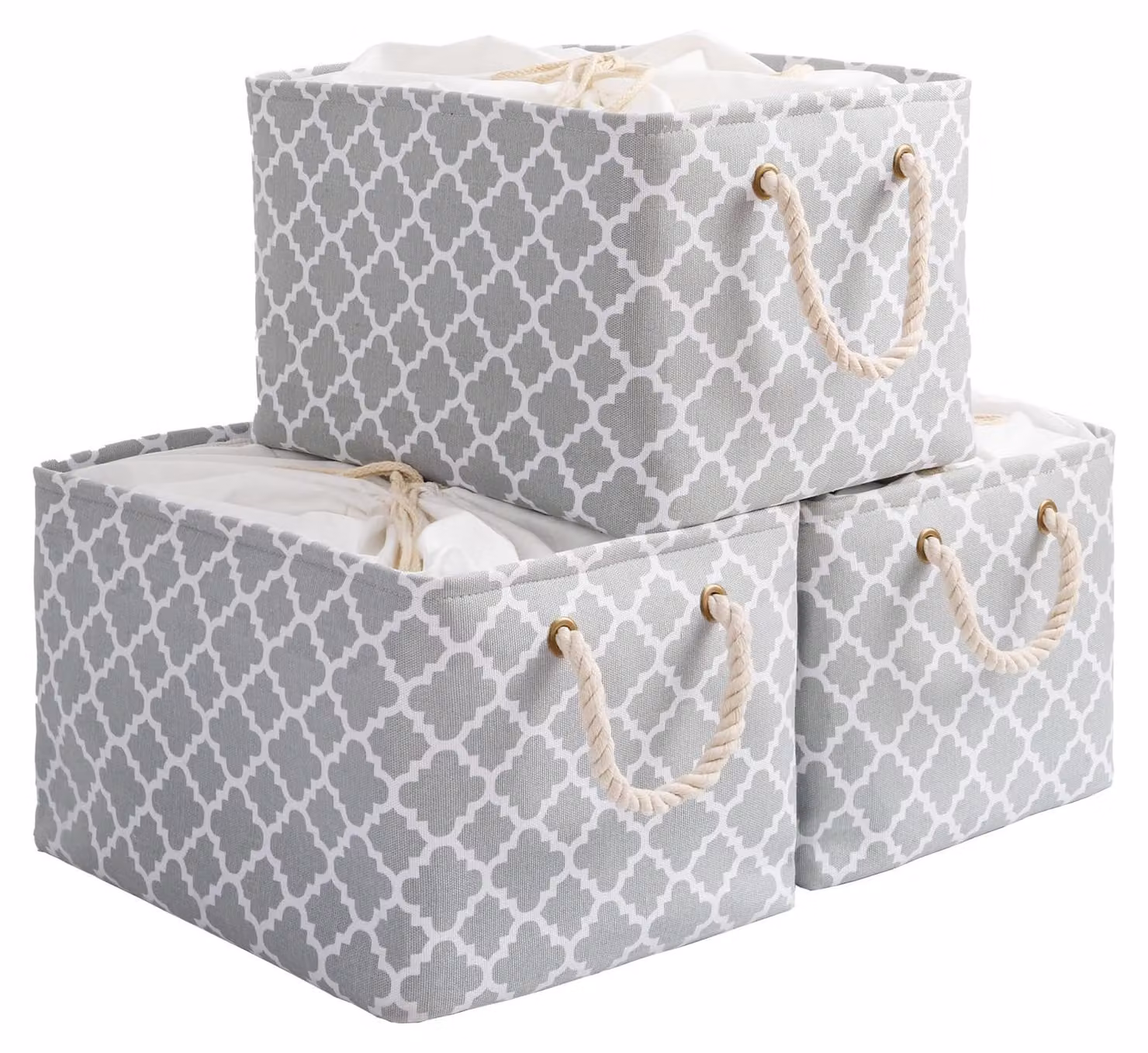 Omgoods - Set di 3 ceste pieghevoli grandi, con maniglie e corda