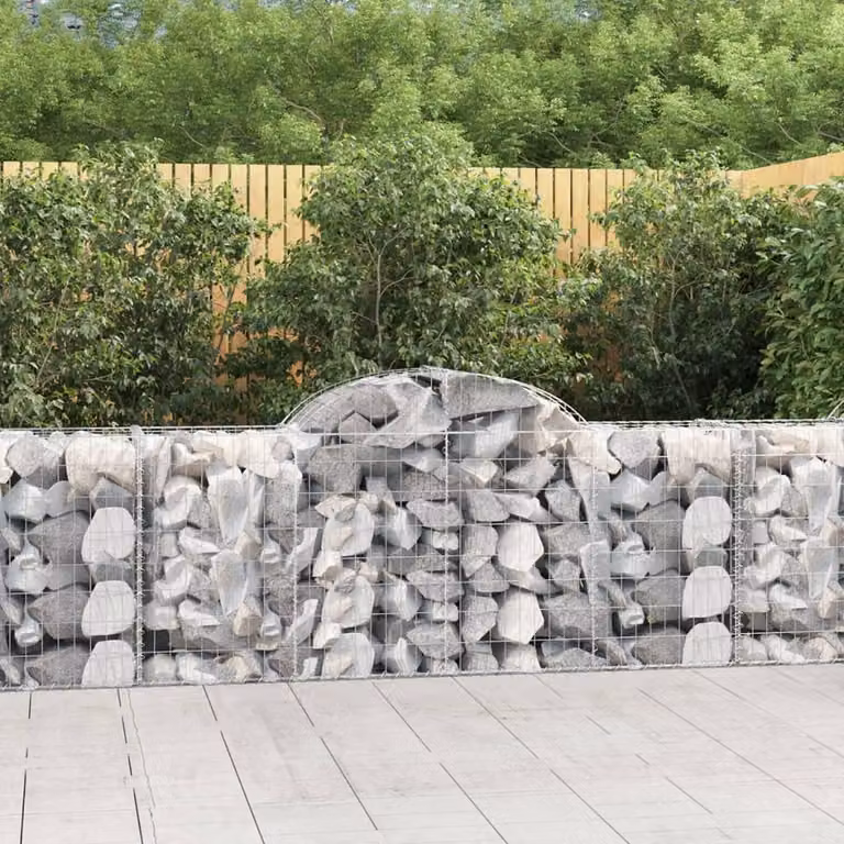Set di 30 Cesti Gabbioni ad Arco vidaXL in Acciaio Zincato Grigio L: 200 cm, P: 50 cm, H: 80/100 cm