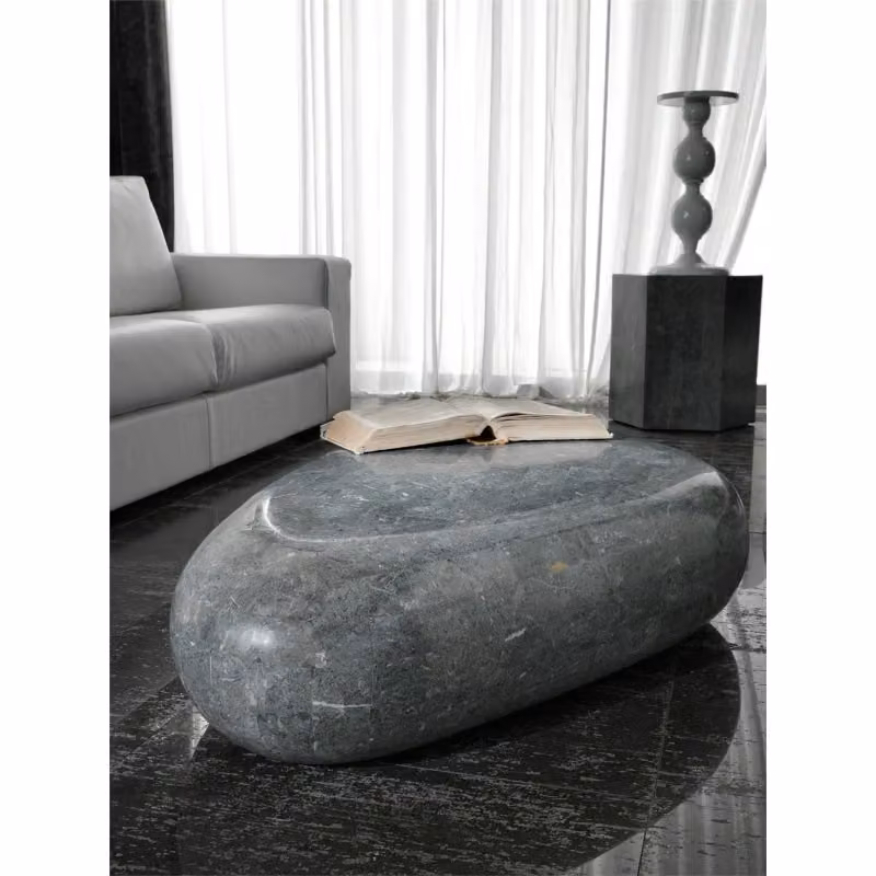 Tavolino Stones modello Sasso in pietra naturale colore grigio L: 98 cm, P: 52 cm, H: 27 cm – 2
