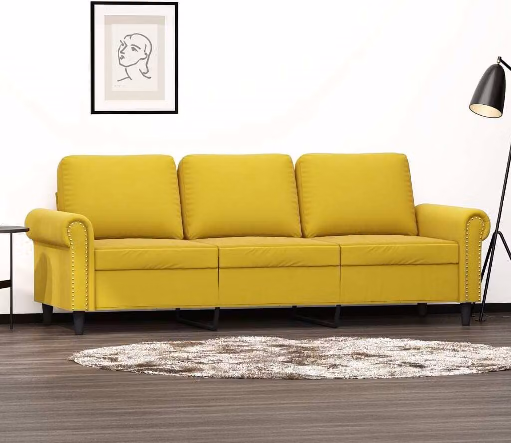 Maison Exclusive - Divano a tre posti giallo 180 cm in velluto